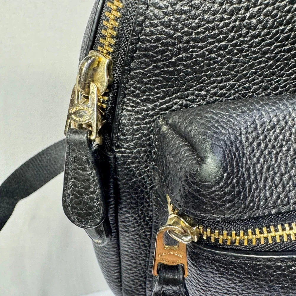 Coach Mini Charlie Backpack Black Pebbled Leather‎ Gold Hardware #M1567-F38263